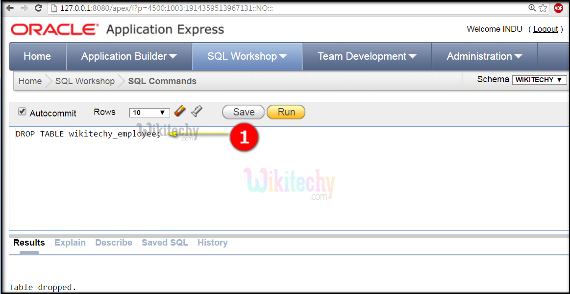  drop query in table